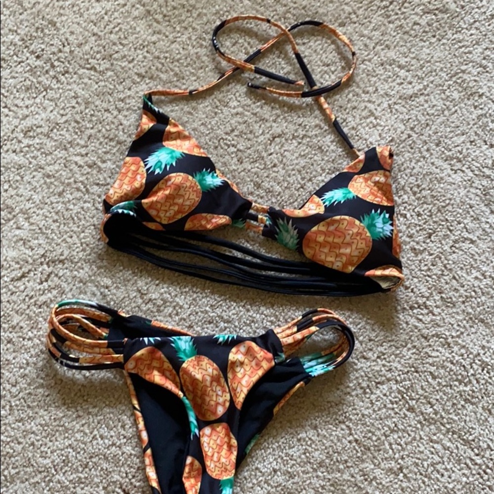 Pineapple thong bikini from Romwe